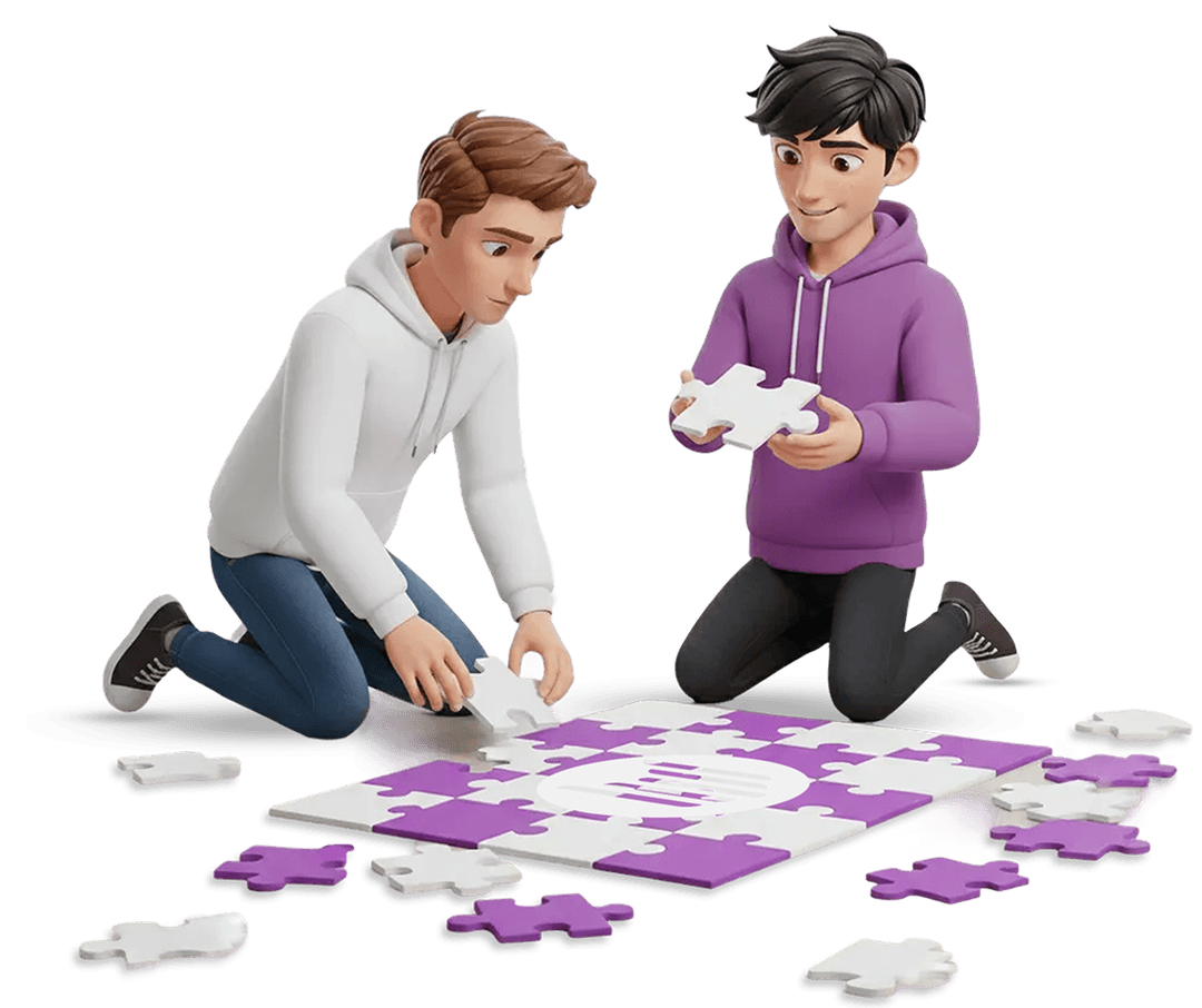 Team working on puzzle